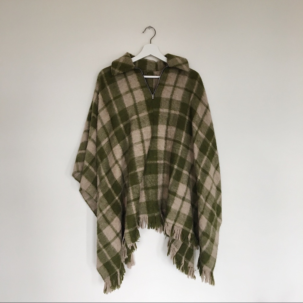 VINTAGE Green Plaid Wool Oversized Parka